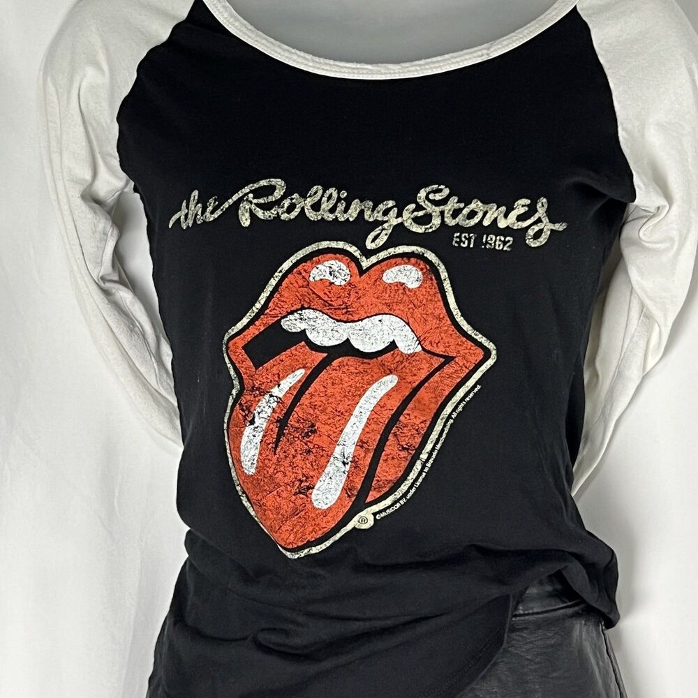 Rolling Stones Womens Raglan Graphic Tee Rocker XS Concertcore Y2K  Indie Sleaze